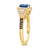 Thumbnail Image 1 of Le Vian® Oval Blueberry Sapphire™ and 0.46 CT. T.W. Diamond Collar Frame Ring in 14K Honey Gold™