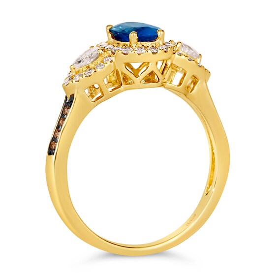 Le Vian® Oval Blueberry Sapphire™ and 0.46 CT. T.W. Diamond Collar Frame Ring in 14K Honey Gold™