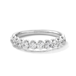 0.80 CT. T.W. Diamond Ten Stone Scallop Edge Anniversary Band in 10K White Gold