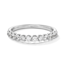 0.60 CT. T.W. Diamond Twelve Stone Scallop Edge Anniversary Band in 10K White Gold