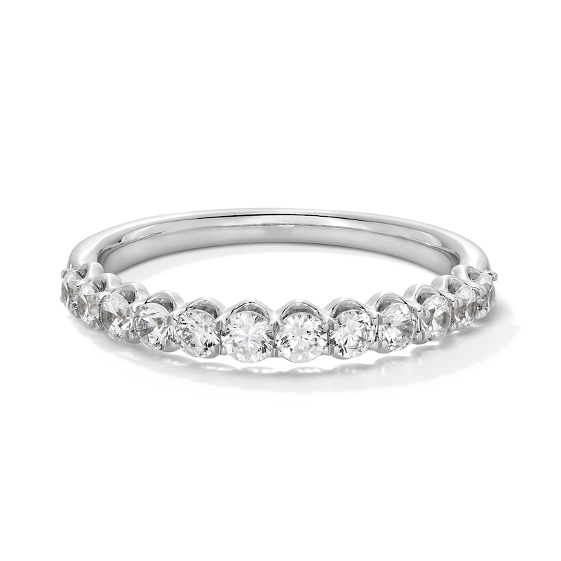 Main Image 1 of 0.60 CT. T.W. Diamond Twelve Stone Scallop Edge Anniversary Band in 10K White Gold