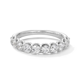 1.20 CT. T.W. Diamond Ten Stone Scallop Edge Anniversary Band in 10K White Gold