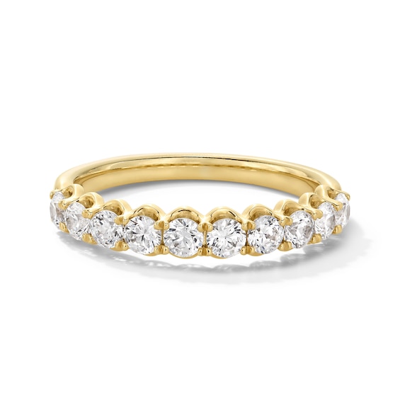 0.80 CT. T.W. Diamond Ten Stone Scallop Edge Anniversary Band in 10K Gold