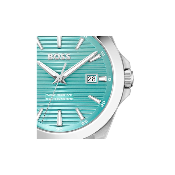 Men's Hugo Boss Strike Watch with Textured Teal Blue Dial (Model: 1514171)