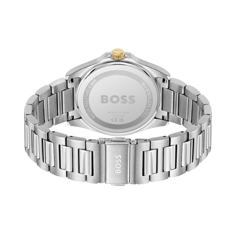 Main Image 3 of Men's Hugo Boss Strike Two-Tone IP Watch with Textured Green Dial (Model: 1514173)