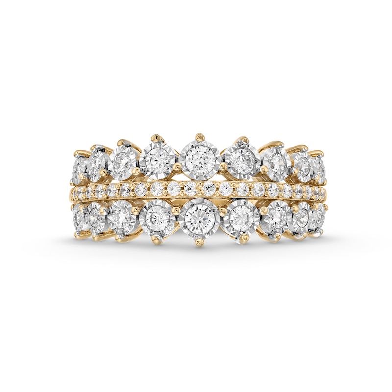 0.50 CT. T.W. Diamond Graduated Triple Row Anniversary Band in 10K Gold