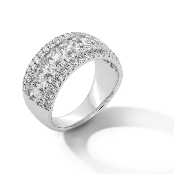 2.00 CT. T.W. Oval and Round Certified Lab-Created Diamond Multi-Row Anniversary Band in 14K White Gold (F/SI2)