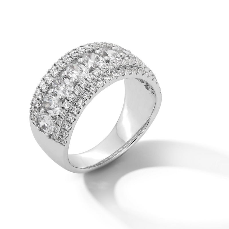 Main Image 2 of 2.00 CT. T.W. Oval and Round Certified Lab-Created Diamond Multi-Row Anniversary Band in 14K White Gold (F/SI2)