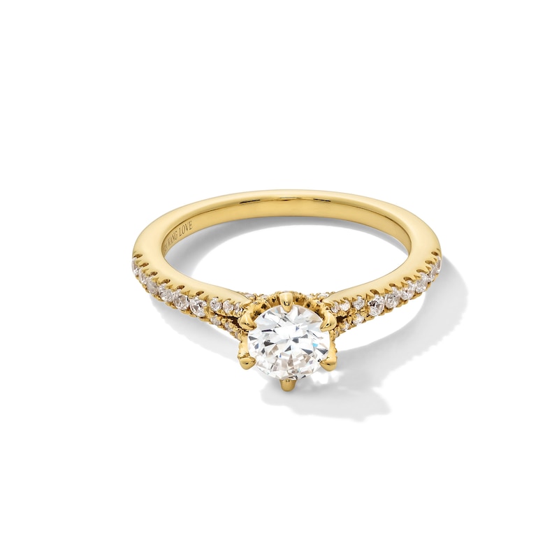 Vera Wang Love Collection 0.95 CT. T.W. Certified Diamond Split Shank Engagement Ring in 18K Gold (F/SI2)