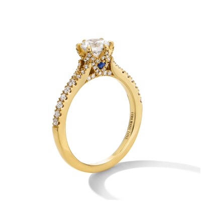 Vera Wang Love Collection 0.95 CT. T.W. Certified Diamond Split Shank Engagement Ring in 18K Gold (F/SI2)