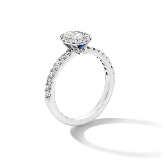 Vera Wang Love Collection CT. T.W. Oval Certified Diamond Frame Engagement Ring in 18K White Gold (F/SI2