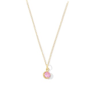 Child’s 4.0mm Cubic Zirconia Solitaire Beaded Frame Pendant in 14K Gold