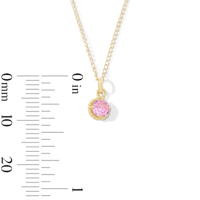 Child’s 4.0mm Cubic Zirconia Solitaire Beaded Frame Pendant in 14K Gold