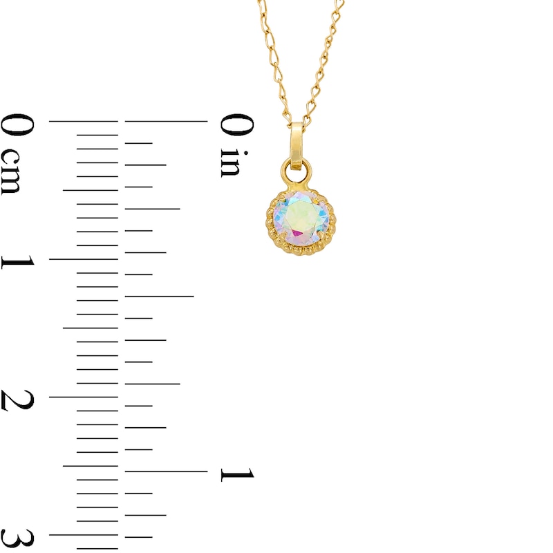 Main Image 2 of Child’s 4.0mm Pink Cubic Zirconia Solitaire Beaded Frame Pendant in 14K Gold - 13&quot;