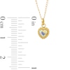 Child's 4.0mm Heart-Shaped Iridescent Cubic Zirconia Solitaire Beaded Frame Pendant in 14K Gold - 13"