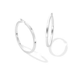 50.0mm Square Tube Hoop Earrings in Hollow Sterling Silver