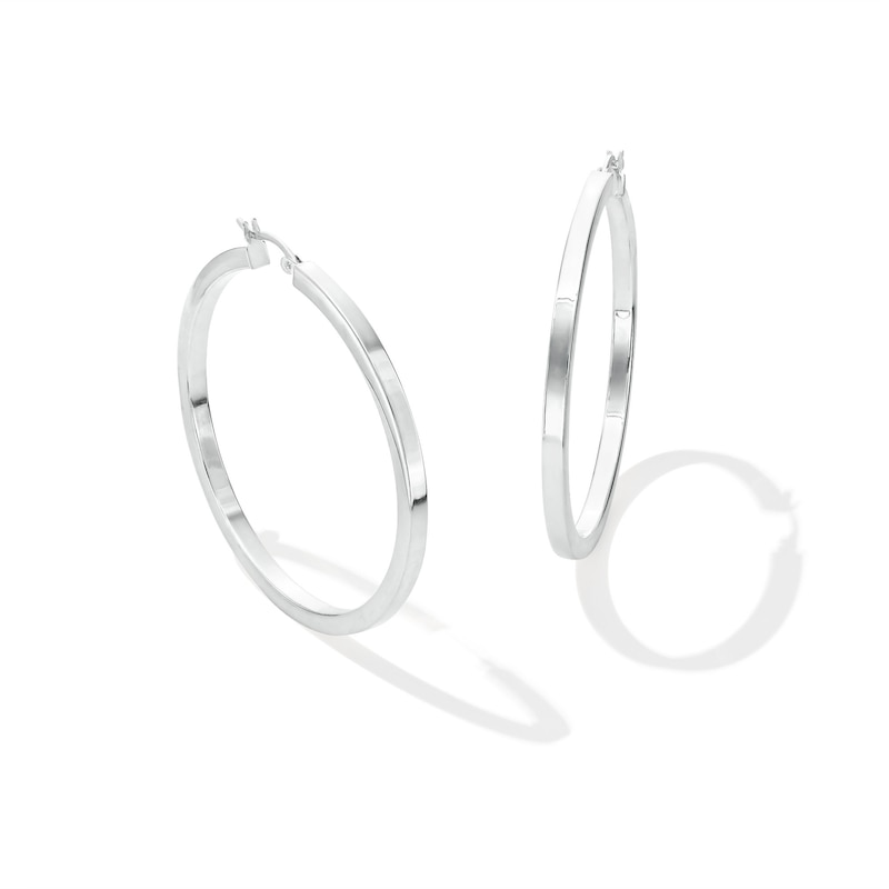 50.0mm Square Tube Hoop Earrings in Hollow Sterling Silver