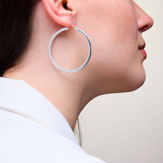 50.0mm Square Tube Hoop Earrings in Hollow Sterling Silver