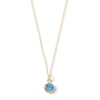 Thumbnail Image 1 of Child’s 4.0mm Blue Cubic Zirconia Solitaire Beaded Frame Pendant in 14K Gold - 13&quot;