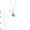 Thumbnail Image 2 of Child’s 4.0mm Blue Cubic Zirconia Solitaire Beaded Frame Pendant in 14K Gold - 13&quot;