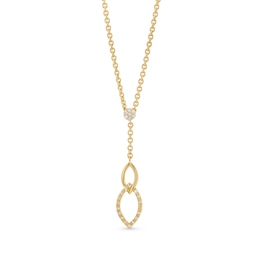 0.085 CT. T.W. Diamond Double Marquise Drop Lariat Necklace in Sterling Silver with 14K Gold Plate