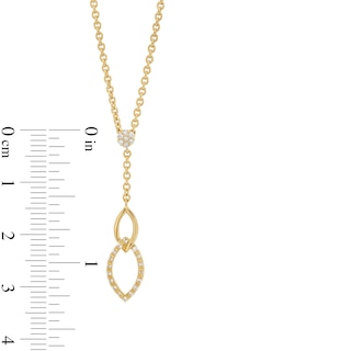 0.085 CT. T.W. Diamond Double Marquise Drop Lariat Necklace in Sterling Silver with 14K Gold Plate