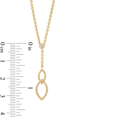 0.085 CT. T.W. Diamond Double Marquise Drop Lariat Necklace in Sterling Silver with 14K Gold Plate