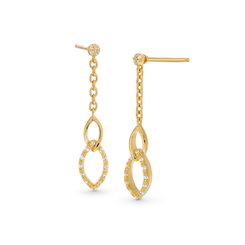 0.085 CT. T.W. Diamond Double Marquise Chain Drop Earrings in Sterling Silver with 14K Gold Plate