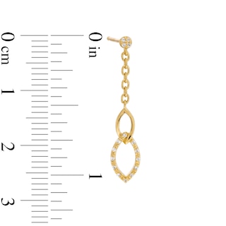 0.085 CT. T.W. Diamond Double Marquise Chain Drop Earrings in Sterling Silver with 14K Gold Plate