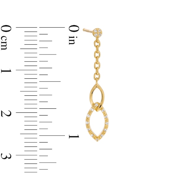 0.085 CT. T.W. Diamond Double Marquise Chain Drop Earrings in Sterling Silver with 14K Gold Plate