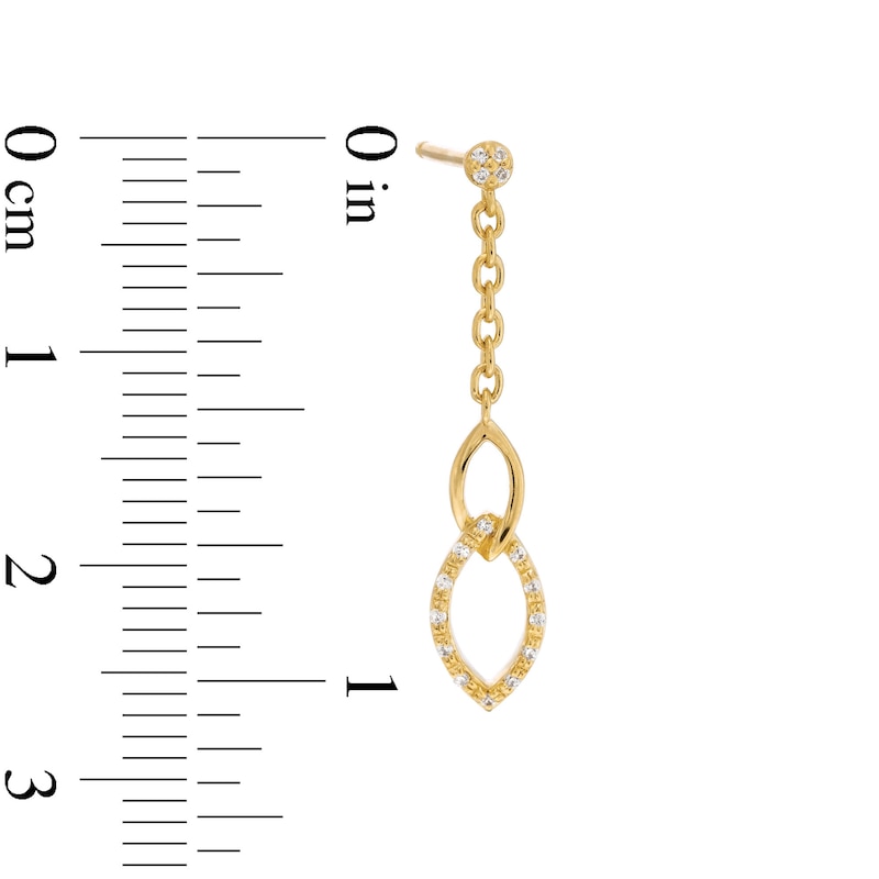 0.085 CT. T.W. Diamond Double Marquise Chain Drop Earrings in Sterling Silver with 14K Gold Plate