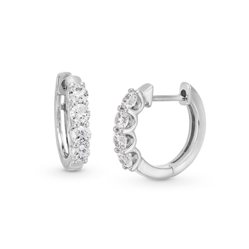 Main Image 1 of 0.50 CT. T.W. Certified Lab-Created Diamond Four Stone Huggie Hoop Earrings in 10K White Gold (F/SI2)