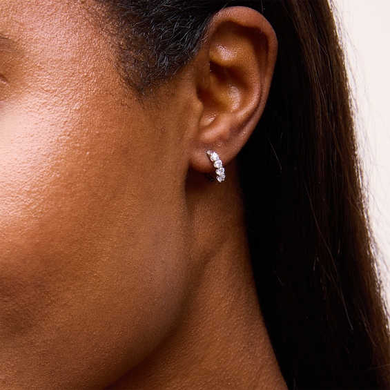 0.50 CT. T.W. Certified Lab-Created Diamond Four Stone Huggie Hoop Earrings in 10K Gold (F/SI2