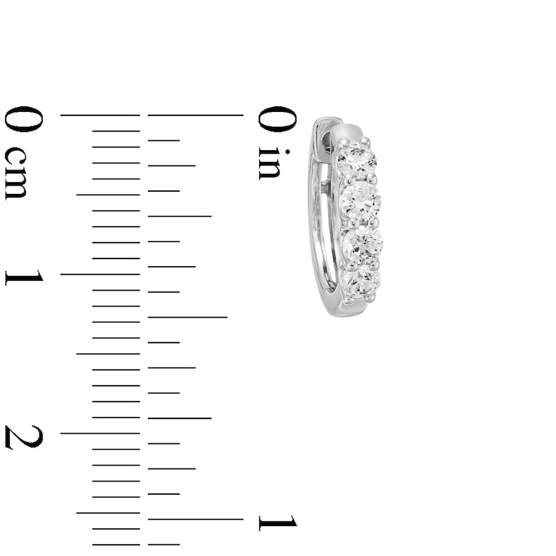 Main Image 2 of 0.50 CT. T.W. Certified Lab-Created Diamond Four Stone Huggie Hoop Earrings in 10K White Gold (F/SI2)