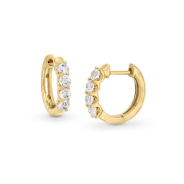 0.50 CT. T.W. Certified Lab-Created Diamond Four Stone Huggie Hoop Earrings in 10K Gold (F/SI2)