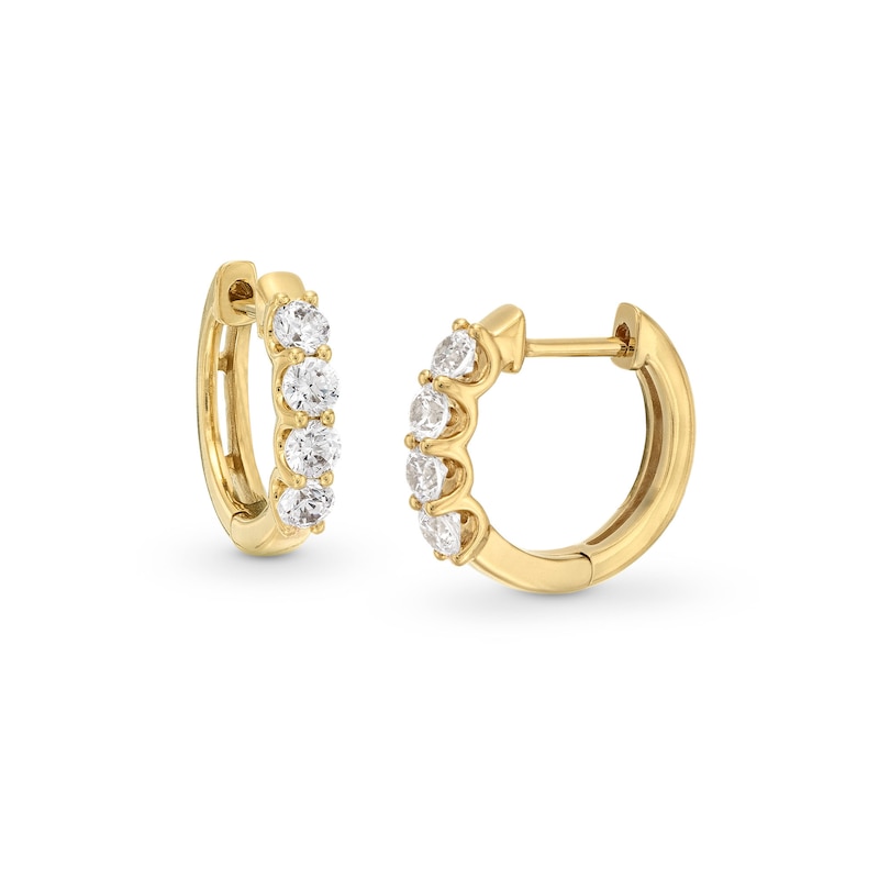 Main Image 1 of 0.50 CT. T.W. Certified Lab-Created Diamond Four Stone Huggie Hoop Earrings in 10K Gold (F/SI2)