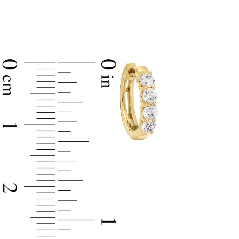 Main Image 2 of 0.50 CT. T.W. Certified Lab-Created Diamond Four Stone Huggie Hoop Earrings in 10K Gold (F/SI2)