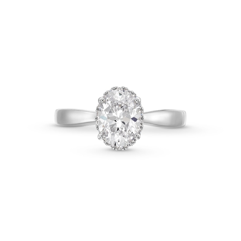 Main Image 4 of 1.40 CT. T.W. Oval Certified Lab-Created Diamond Frame Engagement Ring in 14K White Gold (F/SI2)