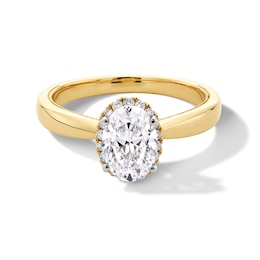 1.40 CT. T.W. Oval Certified Lab-Created Diamond Frame Engagement Ring in 14K Gold (F/SI2)