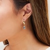 Thumbnail Image 2 of Pear-Shaped Swiss Blue Topaz Solitaire Dangle Hoop Earrings in Sculpted Hollow 14K Gold