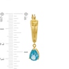 Thumbnail Image 3 of Pear-Shaped Swiss Blue Topaz Solitaire Dangle Hoop Earrings in Sculpted Hollow 14K Gold