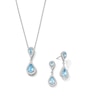 Pear-Shaped Swiss Blue Topaz and White Lab-Created Sapphire Drop Pendant and Earrings Set in Sterling Silver