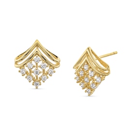 0.30 CT. T.W. Certified Lab-Created Diamond Motif Stud Earrings in 18K Gold (F/SI2)