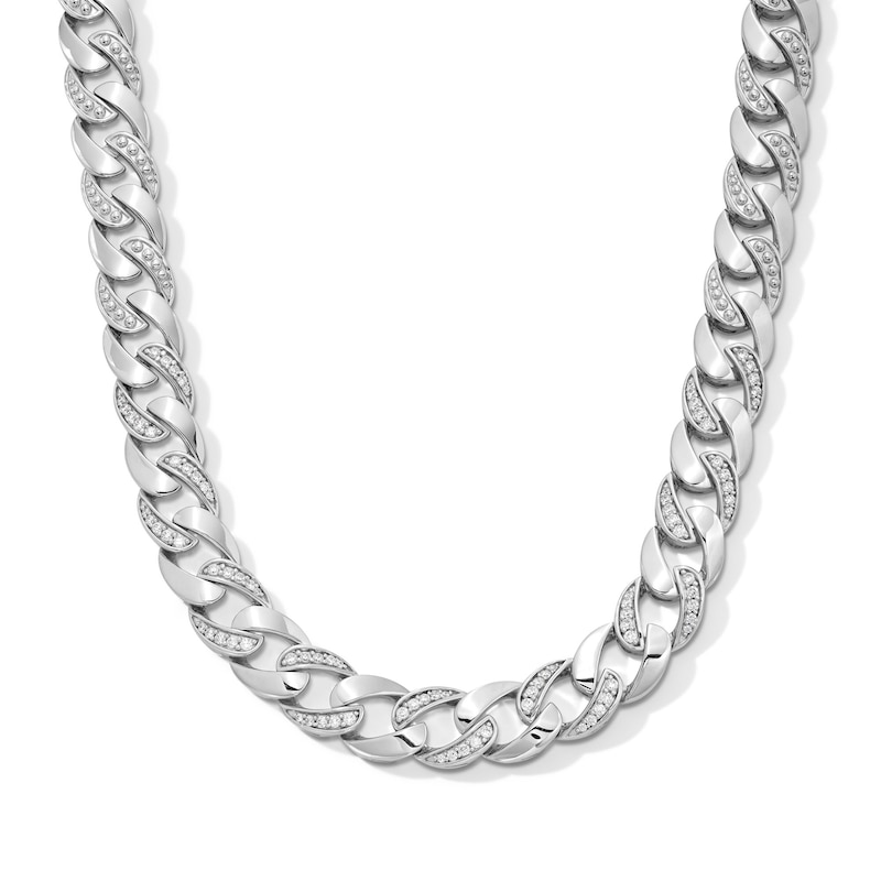 Main Image 1 of 1.00 CT. T.W. Certified Lab-Created Diamond Curb Chain Necklace in Hollow Sterling Silver (I/SI2) - 20”