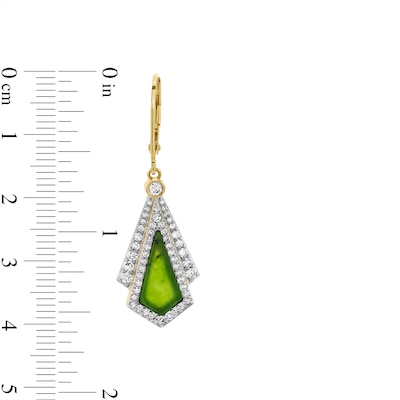 Kite-Shaped Jade and 0.70 CT. T.W. Diamond Frame Fan Drop Earrings in 14K Gold