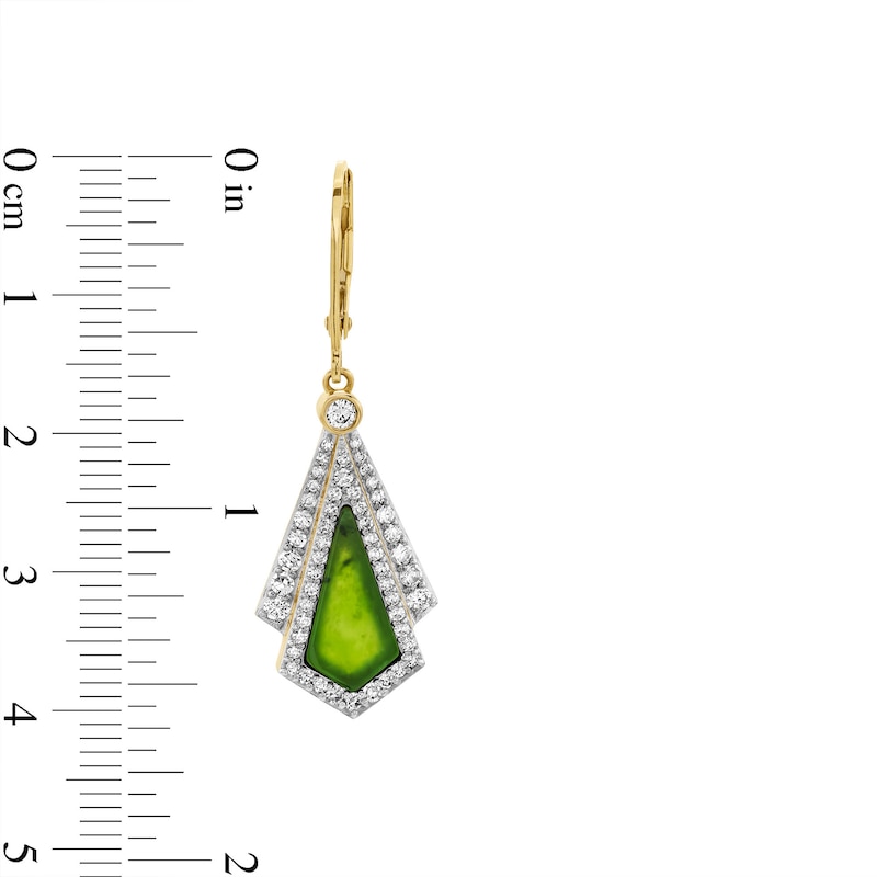 Kite-Shaped Jade and 0.70 CT. T.W. Diamond Frame Fan Drop Earrings in 14K Gold