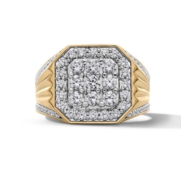 1.75 CT. T.W. Certified Lab-Created Multi-Diamond Octagon Frame Ribbed Shank Ring in 10K Gold (F/SI2)