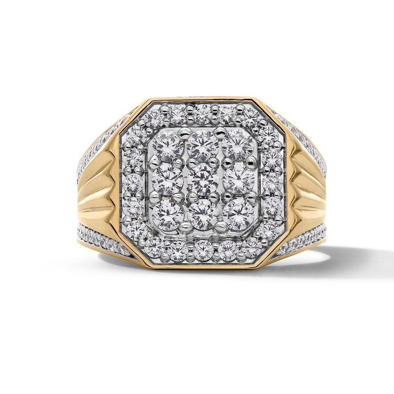 1.75 CT. T.W. Certified Lab-Created Multi-Diamond Octagon Frame Ribbed Shank Ring in 10K Gold (F/SI2)