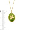 Oval Jade with Chinese "Happiness" Locket Pendant in 14K Gold