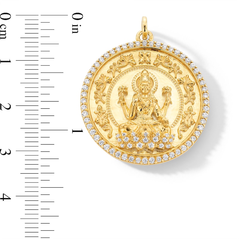 0.50 CT. T.W. Diamond Frame Mahalaxmi Medallion Necklace Charm in 18K Gold